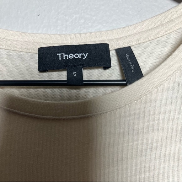 Theory Women Dolman Sleeve Tee Small Cream Sleeveless Crewneck Modal Cotton - Picture 3 of 10